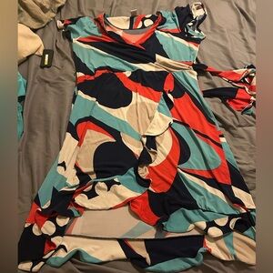 Colorful Abstract Patterned Dress by Robbie Bee sz XL BEAUTIFUL